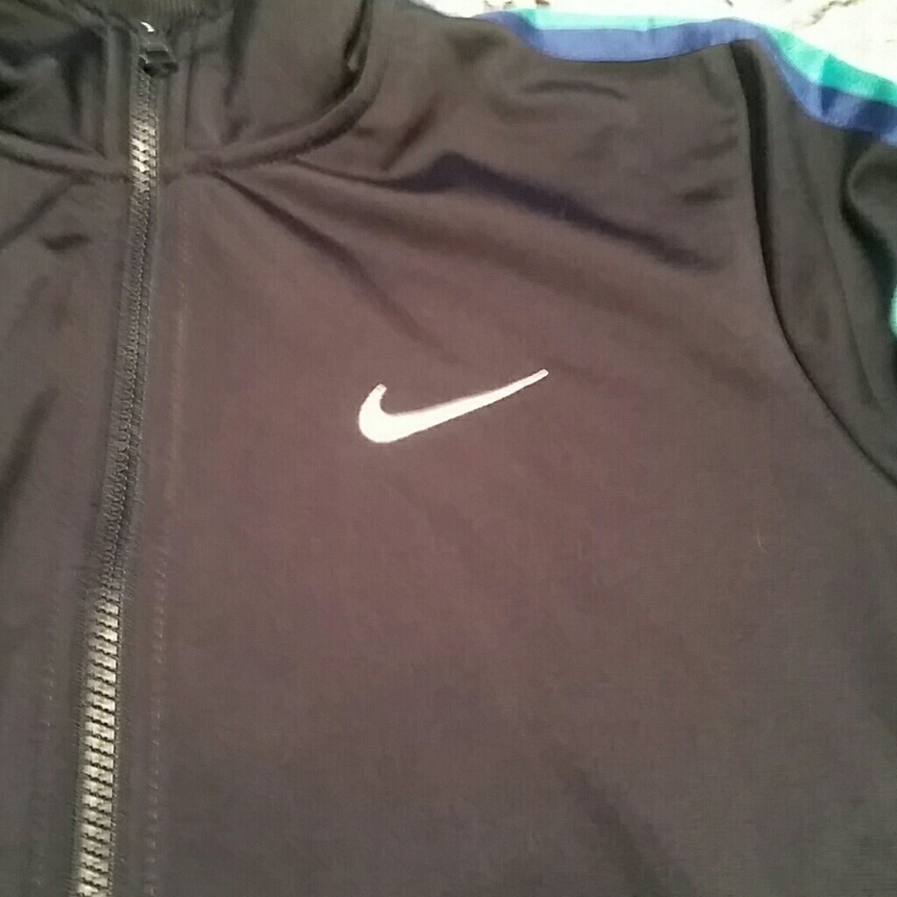 NIKE l Sweat Jacket Zippered Stripes Navy D5 - Picture 6 of 8